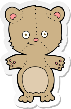 Bir insan tarafından çizilmiş oyuncak ayının çıkartması.