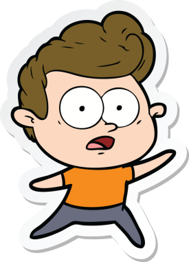 Bir insan tarafından çizilmiş, dik dik bakan bir çizgi film çıkartması.