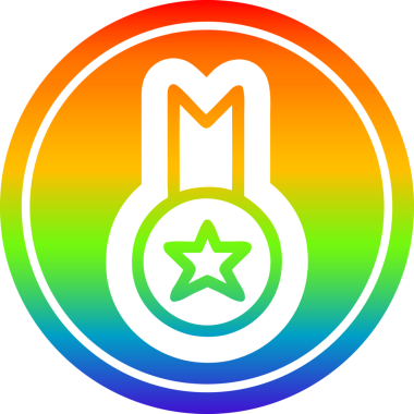 Bir insan tarafından çizilmiş gökkuşağı gradyanı olan madalya ödülü ikonu