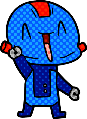 Bir insan tarafından çizilmiş çizgi film robotu