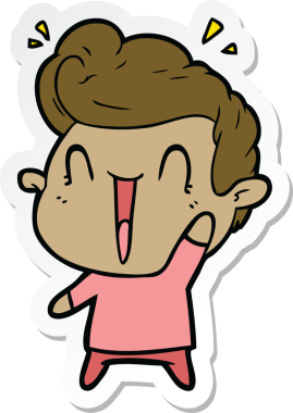 Bir insan tarafından çizilmiş heyecanlı bir adamın çıkartması.