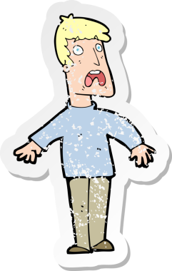 Bir insanın çizdiği korku dolu bir karikatürün gerilimli çıkartması.