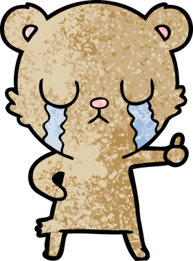 Bir insan tarafından çizilmiş ağlayan ayı karikatürü.