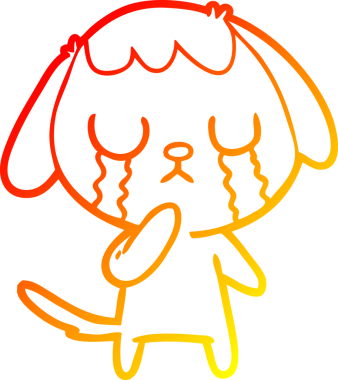 Bir insanın çizdiği ağlayan şirin bir köpeğin sıcak çizgi çizimi.