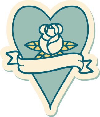 Bir insan tarafından çizilmiş, geleneksel kalp şeklinde dövme çıkartması.