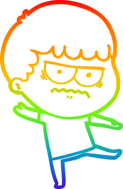 Gökkuşağı gradyan çizgi çizimi Bir insan tarafından çizilmiş rahatsız bir adam