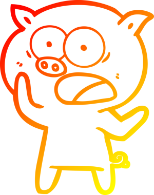 Bir insan tarafından çizilmiş bağıran çizgi film domuzu çizimi.