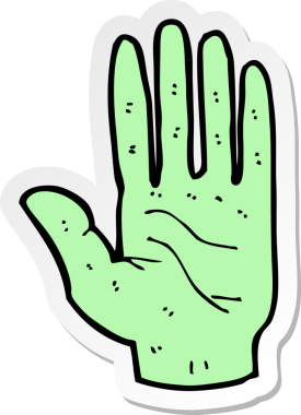 Bir insan tarafından çizilmiş bir zombi elinin çıkartması.