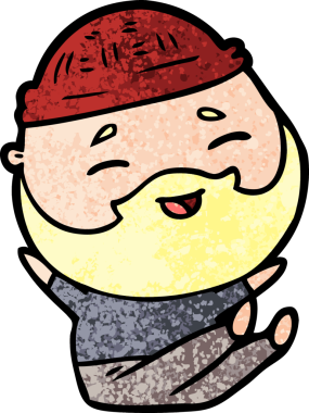 Bir insan tarafından çizilmiş mutlu sakallı bir adam.