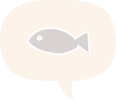 bir insan tarafından çizilmiş eski usul konuşma baloncuklu çizgi film balık sembolü