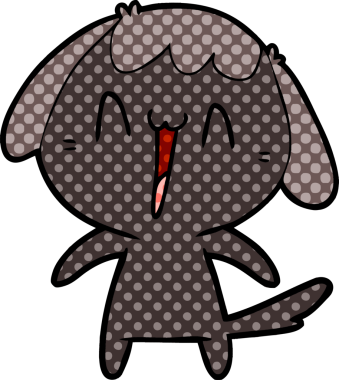 Bir insan tarafından çizilmiş şirin bir çizgi film köpeği.