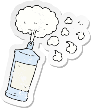 Bir insan tarafından çizilmiş krem şanti püskürtülen bir çizgi filmin gerilimli yapıştırması.