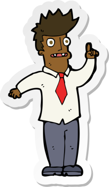 Bir insan tarafından çizilmiş fikri olan bir karikatürcünün çıkartması.