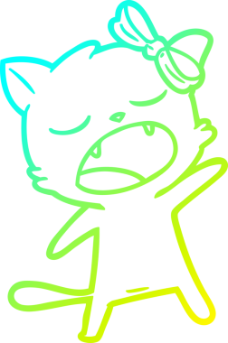 Bir insan tarafından çizilmiş şarkı söyleyen bir çizgi film kedisinin soğuk eğimli çizimi