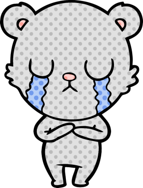 Bir insan tarafından çizilmiş ağlayan ayı karikatürü.