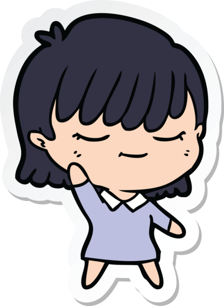 Bir insan tarafından çizilmiş bir karikatür kadının çıkartması.