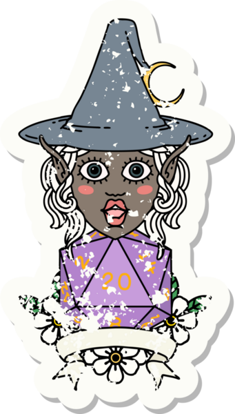 Retro Dövme Biçimli elf karakteri Bir insan tarafından çizilmiş doğal yirmi zar atışıyla