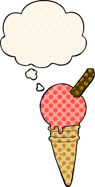 Bir insan tarafından çizilmiş, düşünce baloncuklu karikatür dondurması.