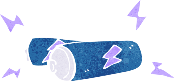 Bir insan tarafından çizilmiş karikatür pilleri.