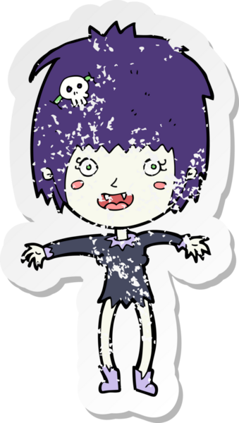 Bir insan tarafından çizilmiş vampir bir kızın gerilimli çıkartması.