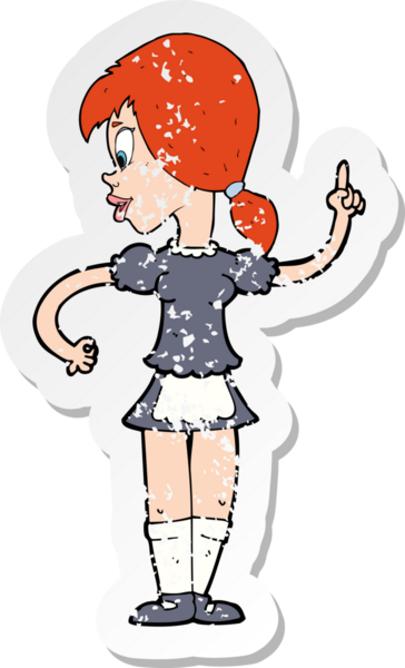 Bir insan tarafından çizilmiş bir çizgi film garsonunun gerilimli çıkartması.