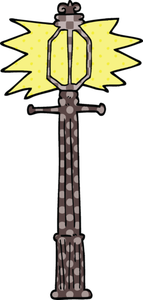 Çizgi roman tarzı lamba direği bir insan tarafından çizilmiş.