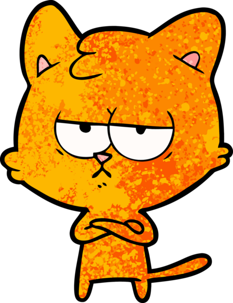 Bir insan tarafından çizilmiş sıkıcı çizgi film kedisi.