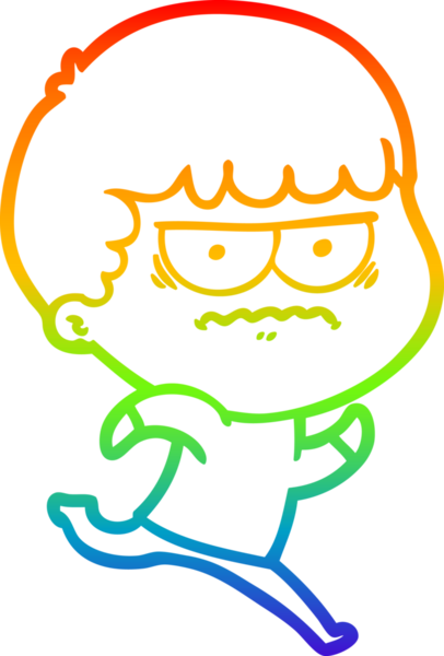 Gökkuşağı gradyan çizgi çizimi Bir insan tarafından çizilmiş rahatsız bir adam