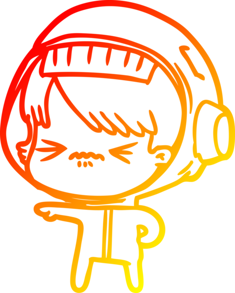 Bir insan tarafından çizilmiş kızgın bir uzay kızının sıcak çizgi çizimi