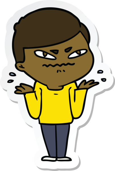 Bir insan tarafından çizilmiş, çileden çıkarılmış bir adamın çıkartması.