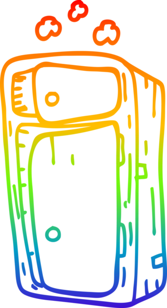 Gökkuşağı gradyan çizgi çizimi bir insan tarafından çizilmiş tozlu bir kabine