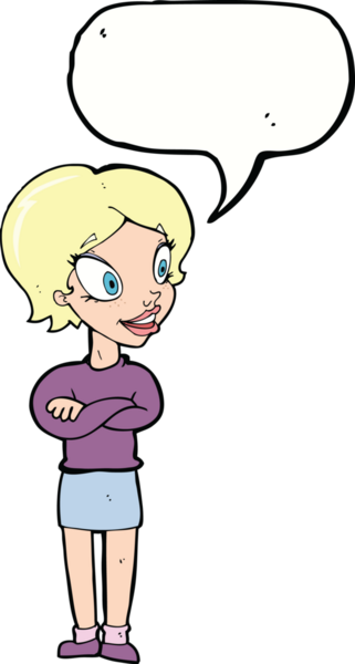 Bir insan tarafından çizilmiş konuşma balonu olan güzel bir kadın.