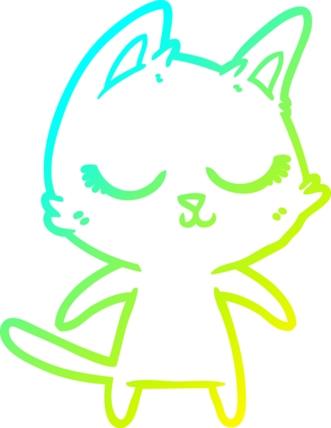 Bir insan tarafından çizilmiş sakin bir çizgi film kedisinin soğuk eğim çizgisi.