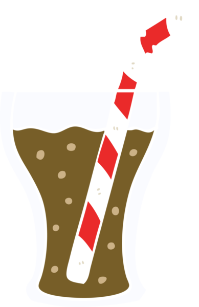 Bir insan tarafından çizilmiş yassı renkli bir kola bardağı.