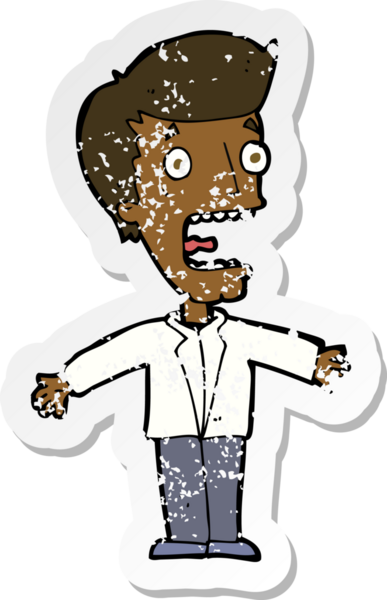 Bir insan tarafından çizilmiş bağıran bir çizgi filmin gerilimli yapıştırması.