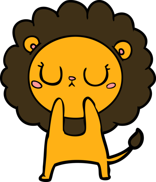 Bir insan tarafından çizilmiş çizgi film aslanı.