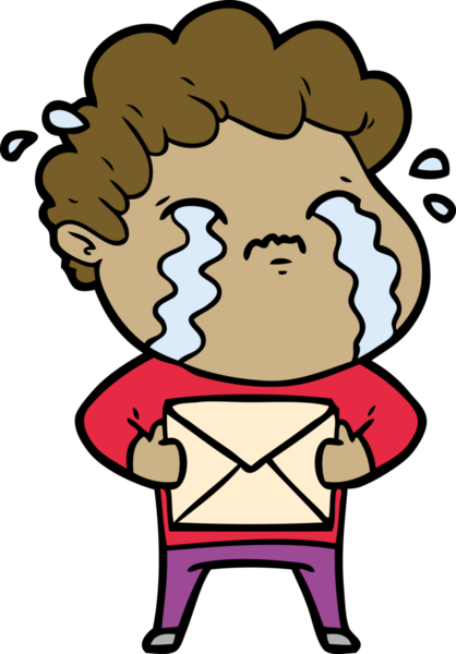 Bir insan tarafından çizilmiş ağlayan çizgi film adamı.