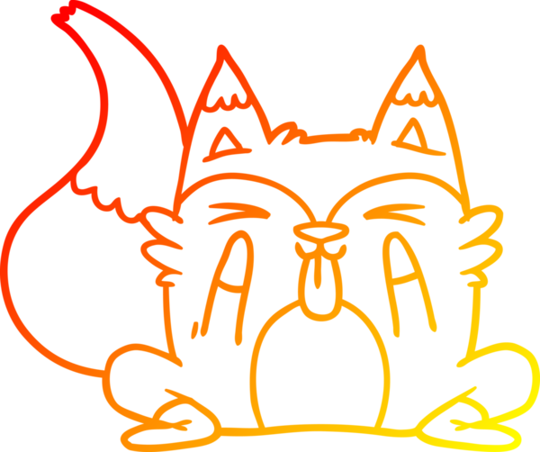 Bir insan tarafından çizilmiş komik bir tilkinin sıcak çizgi çizimi