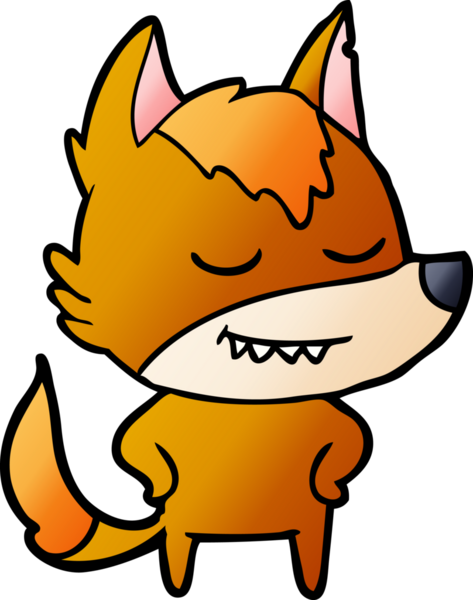 Bir insan tarafından çizilmiş tilki çizgi film karakteri