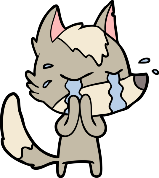 Bir insan tarafından çizilmiş ağlayan kurt çizgi filmi.