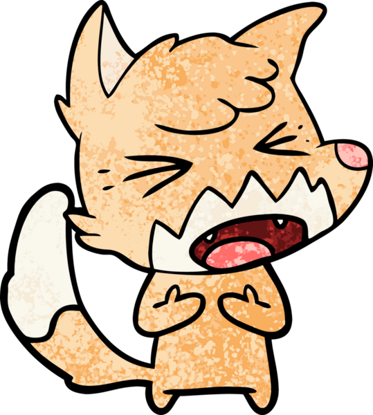 Bir insan tarafından çizilmiş kızgın çizgi film tilkisi.