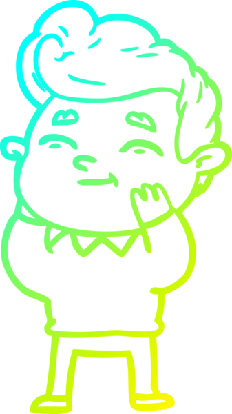 Bir insan tarafından çizilmiş mutlu bir çizgi film karakteri çizimi.