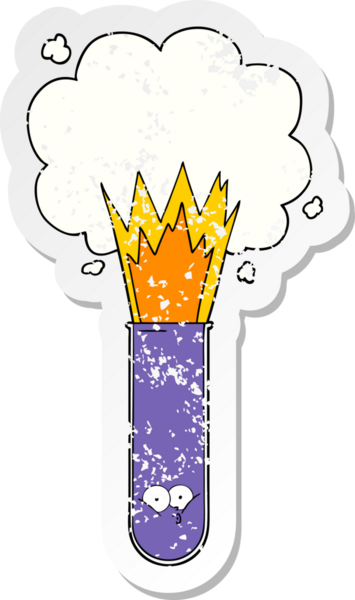 Bir insan tarafından çizilen test tüpünde patlayan kimyasallar.