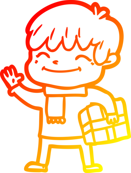 Bir insan tarafından çizilen mutlu bir çocuğun sıcak çizgi çizimi.