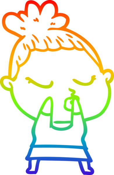 Gökkuşağı gradyan çizgi çizimi bir insan tarafından çizilmiş sakin bir kadın