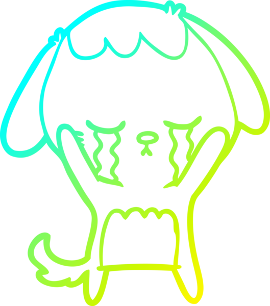 Bir insan tarafından çizilmiş ağlayan çizgi köpeğin soğuk gradyan çizimi