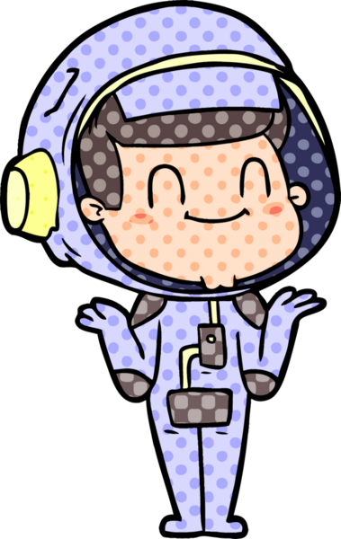 Bir insan tarafından çizilmiş mutlu astronot.