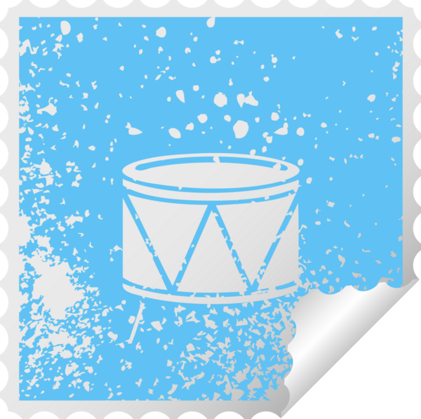 Bir insan tarafından çizilmiş davulun kare soyulmuş çıkartması.