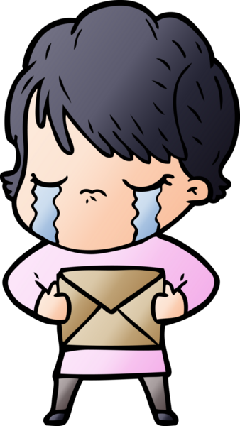 Bir insan tarafından çizilmiş ağlayan çizgi film kadını.