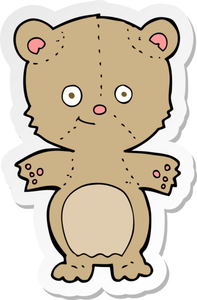 Bir insan tarafından çizilmiş oyuncak ayının çıkartması.